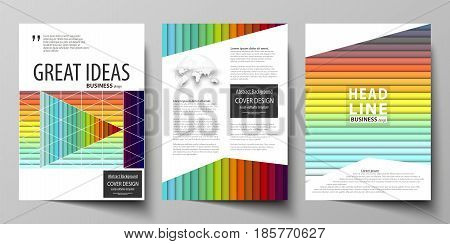 Business templates for brochure, magazine, flyer, booklet or annual report. Cover design template, easy editable vector, abstract flat layout in A4 size. Bright color rectangles, colorful design with overlapping geometric rectangular shapes forming abstra