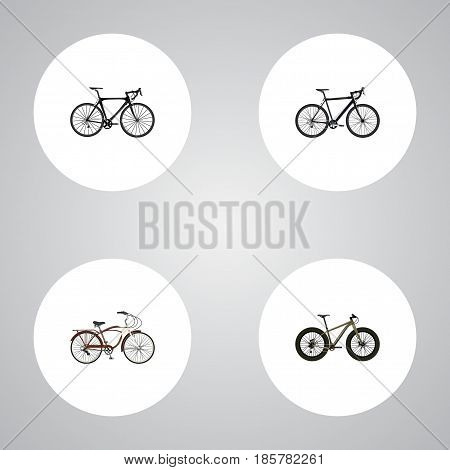 Realistic Bmx, Exercise Riding, Cyclocross Drive And Other Vector Elements. Set Of Bike Realistic Symbols Also Includes Bike, Cruise, Cyclocross Objects.