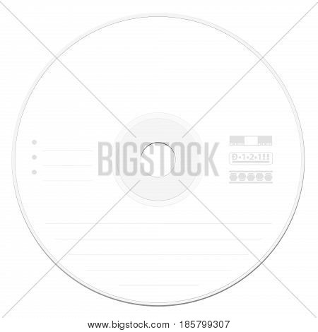 CD with blank label template - illustrated compact disc or digital versatile disc - isolated vector illustration on white background.