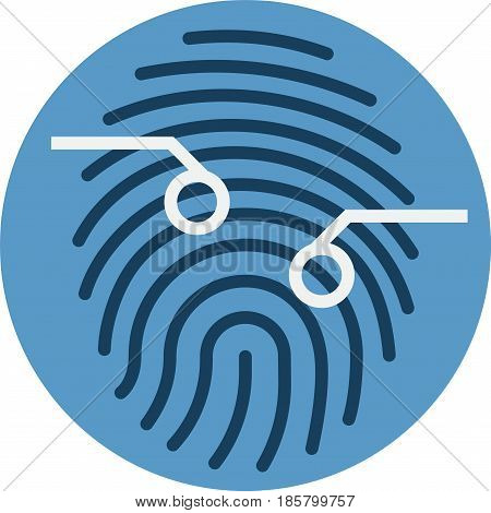 Fingerprint Scan Sensor. Biometrics Technique Vector Icon.