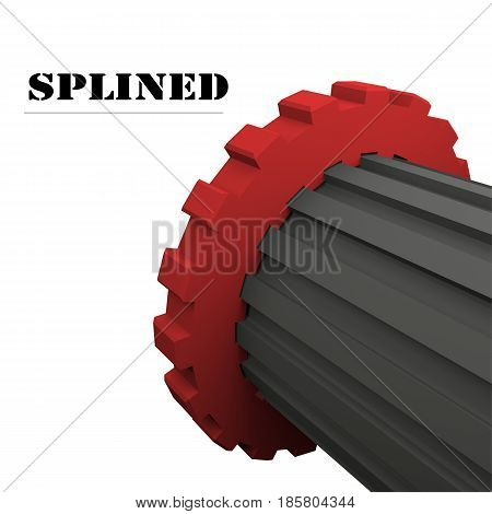 Splined connection on a white background, technology