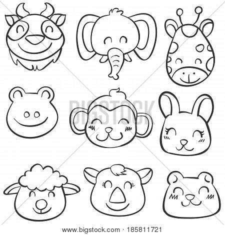 Vector art animal hand draw doodles collection stock