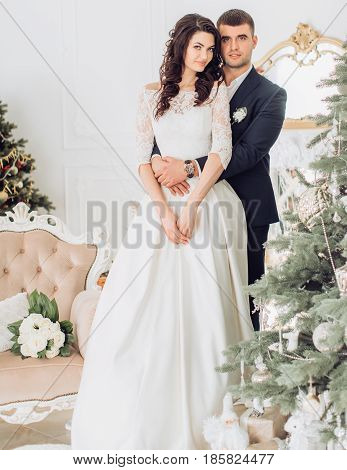 Happy bride and groom on their wedding