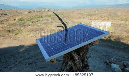 Solar panel in Desierto de la Tatacoa (Tatacoa Desert) in Villavieja, Huila / Colombia