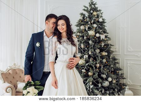 Happy bride and groom on their wedding