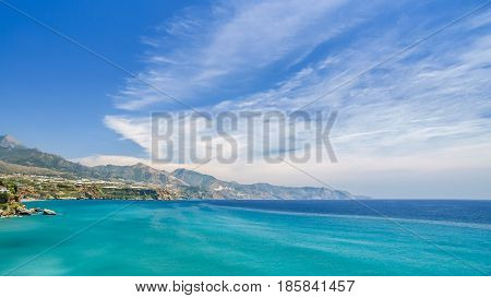view of the coast and sea in nerja spain