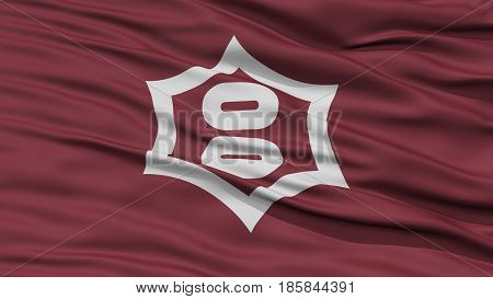 Closeup of Utsunomiya Flag, Capital of Japan Prefecture, Waving in the Wind, High Resolution