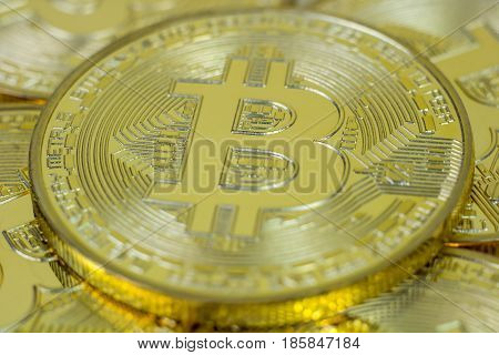 Photo Of Virtual Currency Coin Golden Bitcoin.