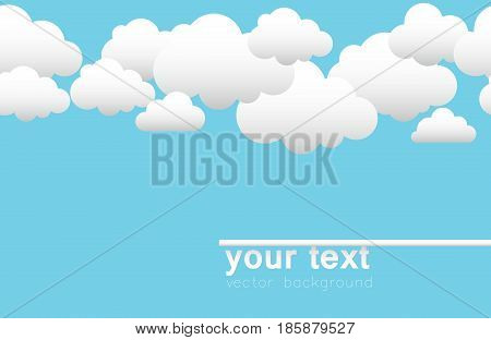 Vector background with clouds. White clouds on a blue background.