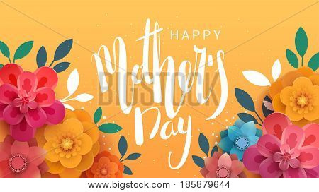 A Postcard To The Mother's Day, With Paper Flowers And Letterin.