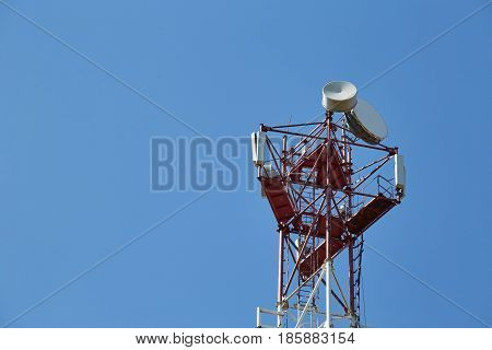 cellular antenna on the blue sky background