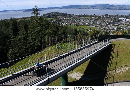 Woman Ride On Skyline Rotorua Luge