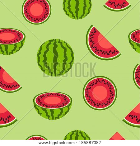 Watermelon Seamless Pattern Background Designed as Fresh & Sweet Friut