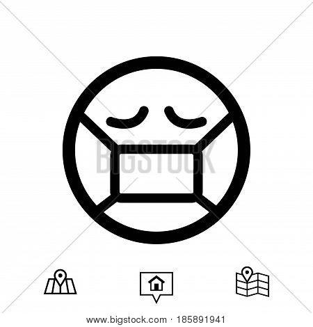 Emoticon with medical mask over mouth icon stock vector illustration flat design