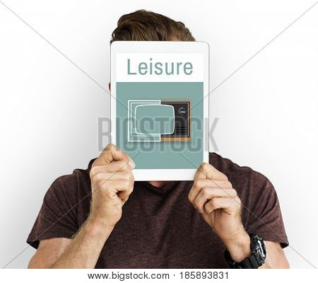 Illustration of recreation media entertainment TV on digital tablet