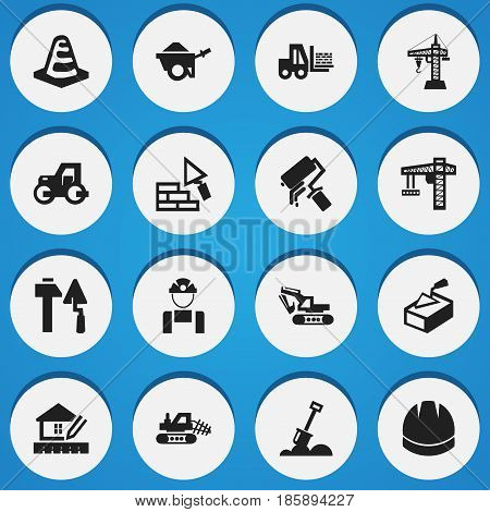 Set Of 16 Editable Structure Icons. Includes Symbols Such As Mule, Facing, Scrub And More. Can Be Used For Web, Mobile, UI And Infographic Design.