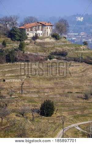 Winter landscape from the road to Montevecchia (Lecco Brianza Lombardy Italy)