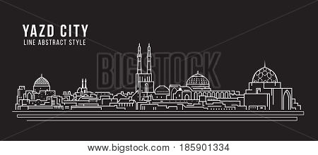 Cityscape Building Line art Vector Illustration design - Yazd city