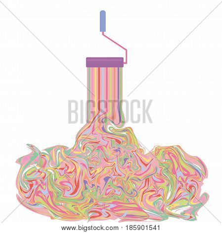 the logo of the roller with paint color turning into a puddle