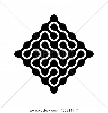 Connected dots in a shape of rhombus in black. Maze theme. Abstract design element. Vector illustration.