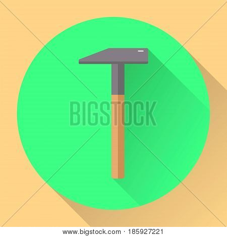 vector circle flat icon hammer green orange