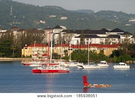 The view of Montego Bay resort town in a morning light (Jamaica).