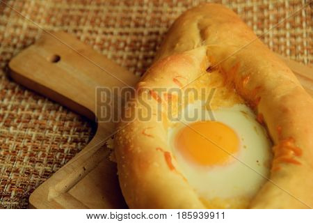 Khachapuri In Adjara With The Egg. The Georgian Cuisine.