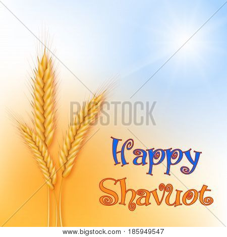 Vector illustration for the Jewish holiday of Shavuot. Wheat or rye ears.