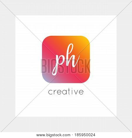 PH logo, vector. Useful as branding, app icon, alphabet combination, clip-art.