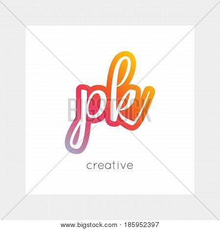 PK logo, vector. Useful as branding, app icon, alphabet combination, clip-art.