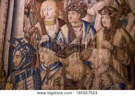 Medieval Tapestry In Ecouen Castle, Ecouen, France