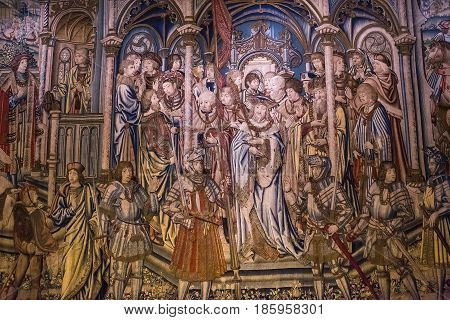 Medieval Tapestry In Ecouen Castle, Ecouen, France