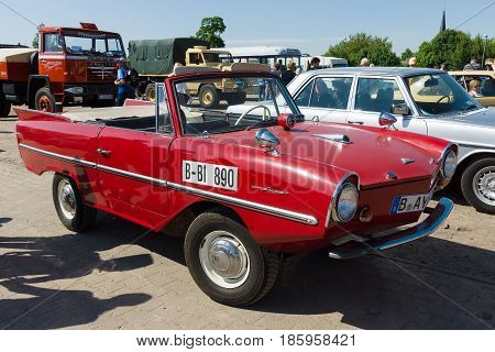 PAAREN IM GLIEN GERMANY - MAY 19: Car amphibious Amphicar designed by Hanns Trippel and manufactured by the Quandt Group 