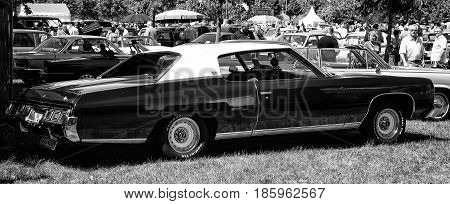 Paaren Im Glien, Germany - May 19: Full-size Car Chevrolet Caprice Coupe 1973 Black And White, 