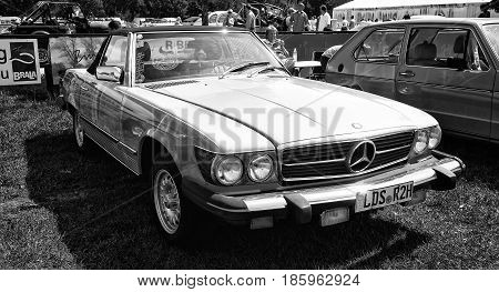 Paaren Im Glien, Germany - May 19: Car Mercedes-benz 380Sl (r107/c107), Black And White 