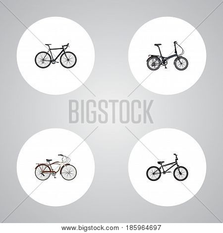 Realistic Extreme Biking, Journey Bike, Cyclocross Drive And Other Vector Elements. Set Of Sport Realistic Symbols Also Includes Extreme, Cyclocross, Bike Objects.