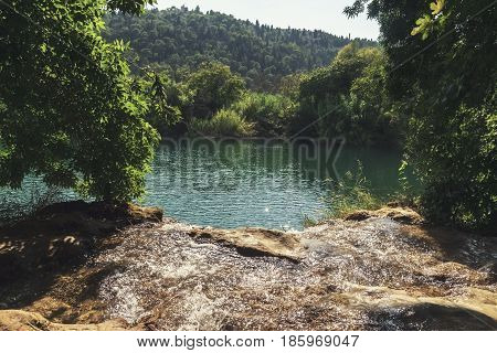 Krka National Park in Croatia. Waterfall Skradinski Buk.