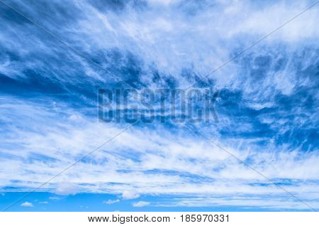 Fluffy Small Cirrostratus , Cirrocumulus And Cirrus Cloud Formations Blue Sky.
