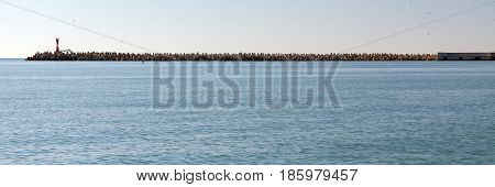 Tetrapods - massive concrete structures with four interlocking legs to protect the beaches from waves. Sochi. Russia