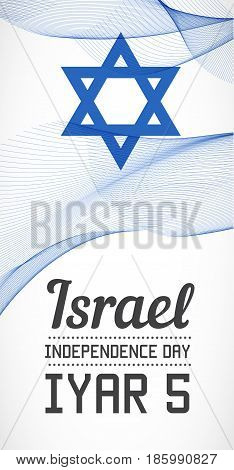 National Day Vertical Banner of the Country in Blending Lines Style Vector with Date. Iyar means April-May on Hebrew.