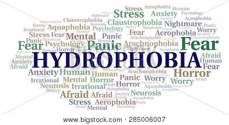Hydrophobia Word Cloud. Wordcloud Made With Text Only.