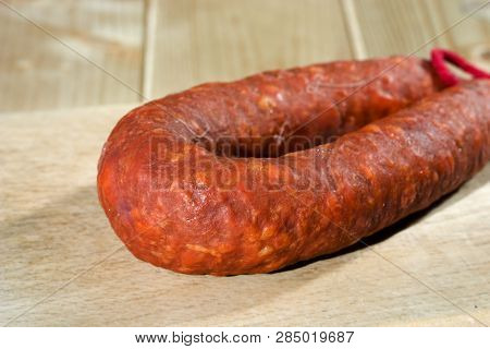 Pork Smoked Picante Sausage Chorizo With Smoked Paprica And Pepper Cayenne En Garlic Pouder. Spanish