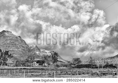 Kromrivier, South Africa, August 26, 2018: Snow Is Visible On The Mountains At Kromrivier Cederberg 