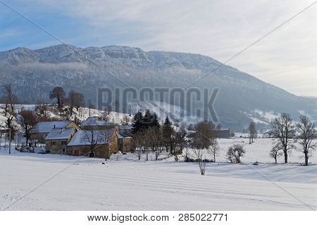 Winter Landscape On The Plateau Of Vercors In French Alps