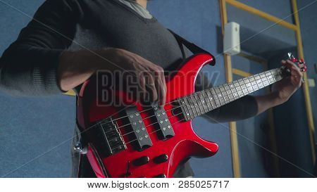 Guitarist Tunes On The Concert Or Try-out Pop Band.