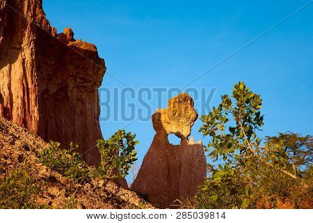 View Of The Marafa Canyon In Kenya. Hells Kitchens A Gigantic Canyon-shaped Space Caused By Soil Ero