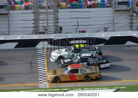 February 16, 2019 - Daytona Beach, Florida, USA: Tyler Reddick (2) battles for position at the NASCAR Racing Experience 300 at Daytona International Speedway in Daytona Beach, Florida.