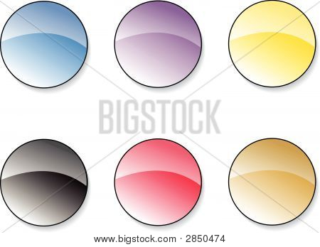 Sei pulsanti vetrosi colorati
