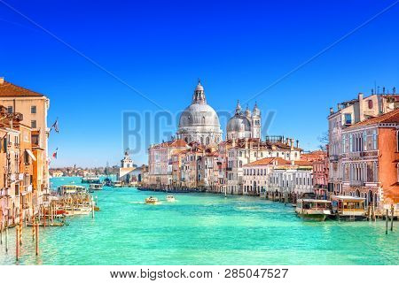 View of Grand Canal and Basilica Santa Maria della Salute in Venice