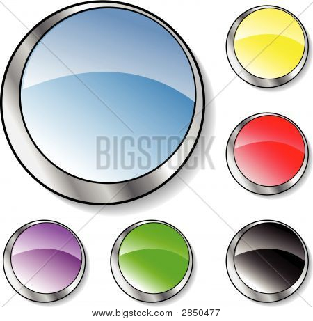 Sei pulsanti vetrosi colorati